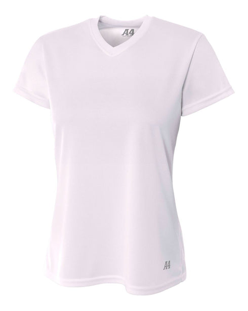 A4 Women's Short Sleeve V-Neck Birds Eye Mesh Tee